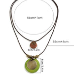 Wooden Disc Beaded Long Necklace