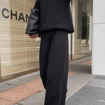 Knitted Solid Color Loose Casual Suit