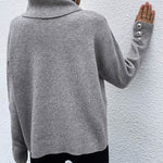 Casual Loose Solid Color High-Neck Long Sleeves Knitwear