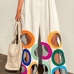 Loose Sleeveless Contrast Color Hollow Jumpsuits
