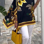 Unique Printed Casual Half Sleeve Loose Top