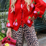 Cherry Embroidered Cardigan Sweater