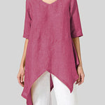 Zeagoo Zeagoo Round Neck Half Sleeve Top T Shirt With Pockets Irregular Length Top
