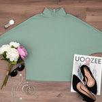 Long Sleeves Loose Solid Color High Neck Blouses&Shirts Tops