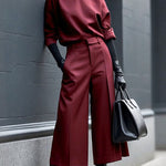 Loose Ninth Pants Solid Color Zipper Casual Pants Bottoms Trousers
