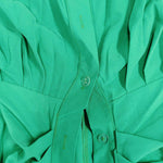 Elasticated Waist High Waisted Buttoned Pleated Solid Color Split-Joint Tied Waist Lapel Maxi Dresses Shirt Dress