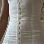 Elegant Sleeveless Button Dress