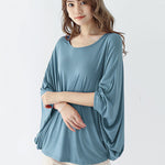 Vintage Loose Round-Neck Batwing Sleeves Shirts