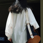 Casual Loose Puff Sleeves Solid Color Lapel Blouses