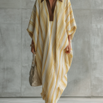 Loose And Casual Striped Matte Satin Maxi Dress