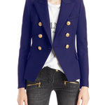 Long Sleeves Buttoned Notched Collar Blazer Outerwear
