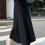 Pleated skirt slimming high-waisted mid-length with sweater A-line skirt
