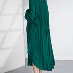 Batwing Sleeves Loose Pleated Solid Color Maxi Dresses