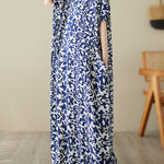 Batwing Sleeves Loose Floral Printed V-Neck Maxi Dresses