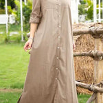 Casual Solid Buttons Mandarin Collar A Line Dresses