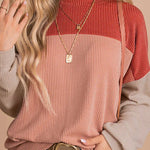 Colorblock corduroy long-sleeve top