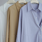 Long Sleeves Loose Asymmetric Solid Color Lapel Shirt Dress