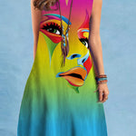 Loose Plus Size Figure V-Neck Mini Dresses