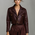 Women's Minimalist Faux Leather Short Jacket
