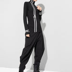 Black Printed High-Neck Long Sleeve T-Shirt