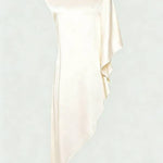 Kallena Satin High Neck Irregular Sleeves Midi Top and High Rise Pocket Loose Pants Set