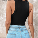 Round Neck Ribbed Tank Top With Bra Pads