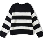 Loose-fitting, Versatile Striped Contrast-color Pullover Knitted Sweater