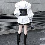 Vintage Layered Puff Sleeve Long Shirt