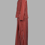 Long Sleeves Loose Striped Notched Collar Blazer Outerwear