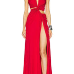 She’s A Winner Jersey Triple Loop Cutout Stretch Maxi Dress