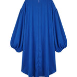 Batwing Sleeves High-Low Pleated Solid Color Split-Joint Round-Neck Midi Dresses