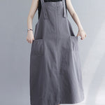Casual Solid Color With Pocket Suspender Dress