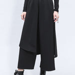 Irregularity Elastic Waist Wide Leg Solid Color Pants