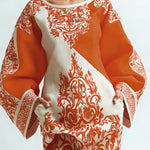 Long Sleeves Loose Contrast Color Flower Print Pockets Round-Neck Mini Dresses