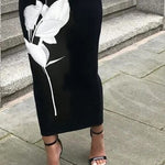 Skinny Wrap Flower Print Skirts Bottoms
