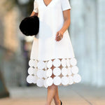 A-line Loose Solid Color Split-Joint Tasseled V-neck Midi Dresses