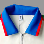 Long Sleeves Loose Contrast Color Striped Zipper Lapel Outerwear
