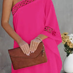Contrast Lace One Shoulder Casual Dress