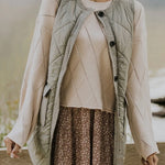 Grass Green Thermal Quilted Pockets Vest Coat