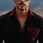 Men's Classic Vintage-style Faux Velvet Long-sleeved Shirt