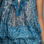 Boho Leopard Print Ruffle Chiffon Sleeveless Top