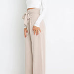 In Vogue Belted Pocketed Wide Leg Pants