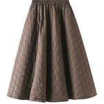 Elastic waist diamond woven quilted A-line slimming skirt