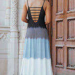 Sky Blue Tie Dye Spaghetti Strap Slit Maxi Dress