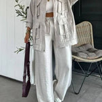 Easy on Me Metallic Fabric Flap Pocket Cargo Style Zipper Loose Jacket