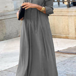 Solid Color Lapel Long Sleeve Simple Casual Long Shirt Dress