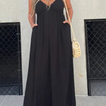 V-Neck Effortless Wide Leg Jumpsuit