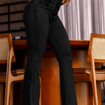 Fashion Elastic Waist High Waist Stretch Slim Flared Hip Lift Jeans