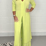 Slit Long Top Trousers Set