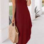 Off-Shoulder Casual Comfort Halter Neck Long Pocket Dress
